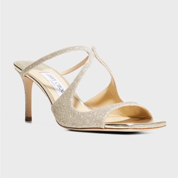 Jimmy Choo Anise 75 Platinum Ice Dusty Glitter Mules - Picture 8 of 11